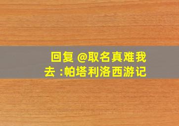 回复 @取名真难我去 :帕塔利洛西游记